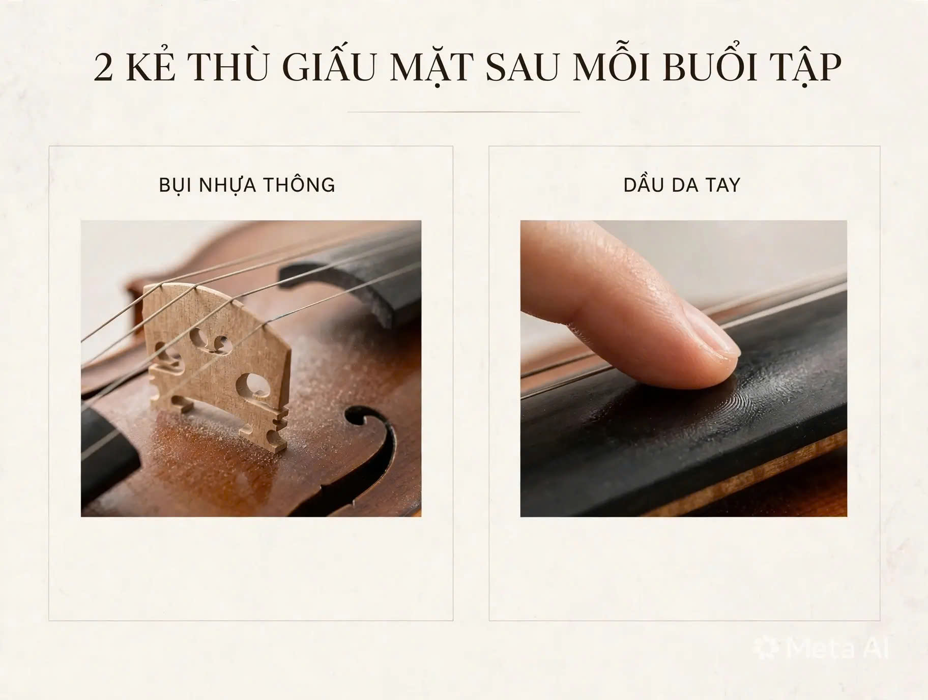 TẠI SAO PHẢI LAU ĐÀN VIOLIN NGAY SAU KHI CHƠI? HẬU QUẢ KHÔN LƯỜNG NẾU BẠN “LƯỜI” VỆ SINH
