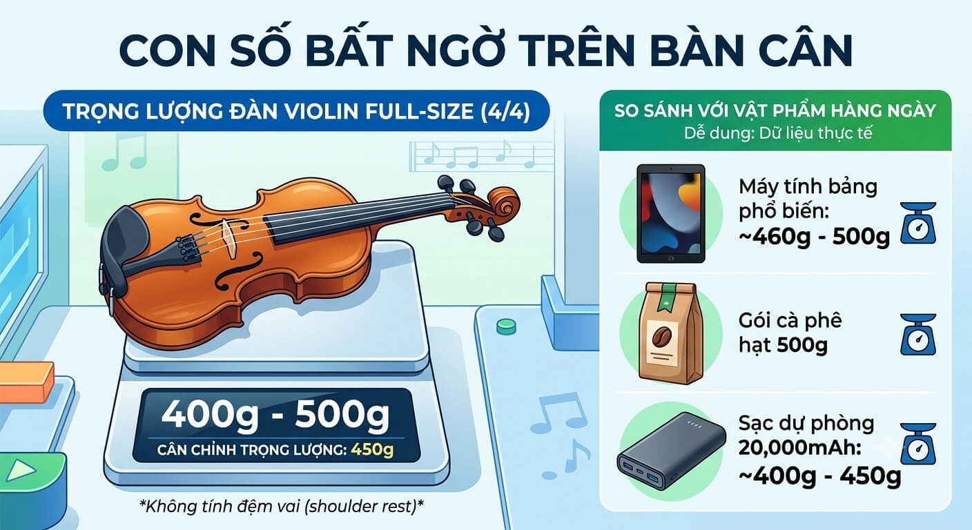 CÂY ĐÀN VIOLIN NẶNG BAO NHIÊU GRAM VÀ TẠI SAO PHẢI NHẸ ĐẾN VẬY?