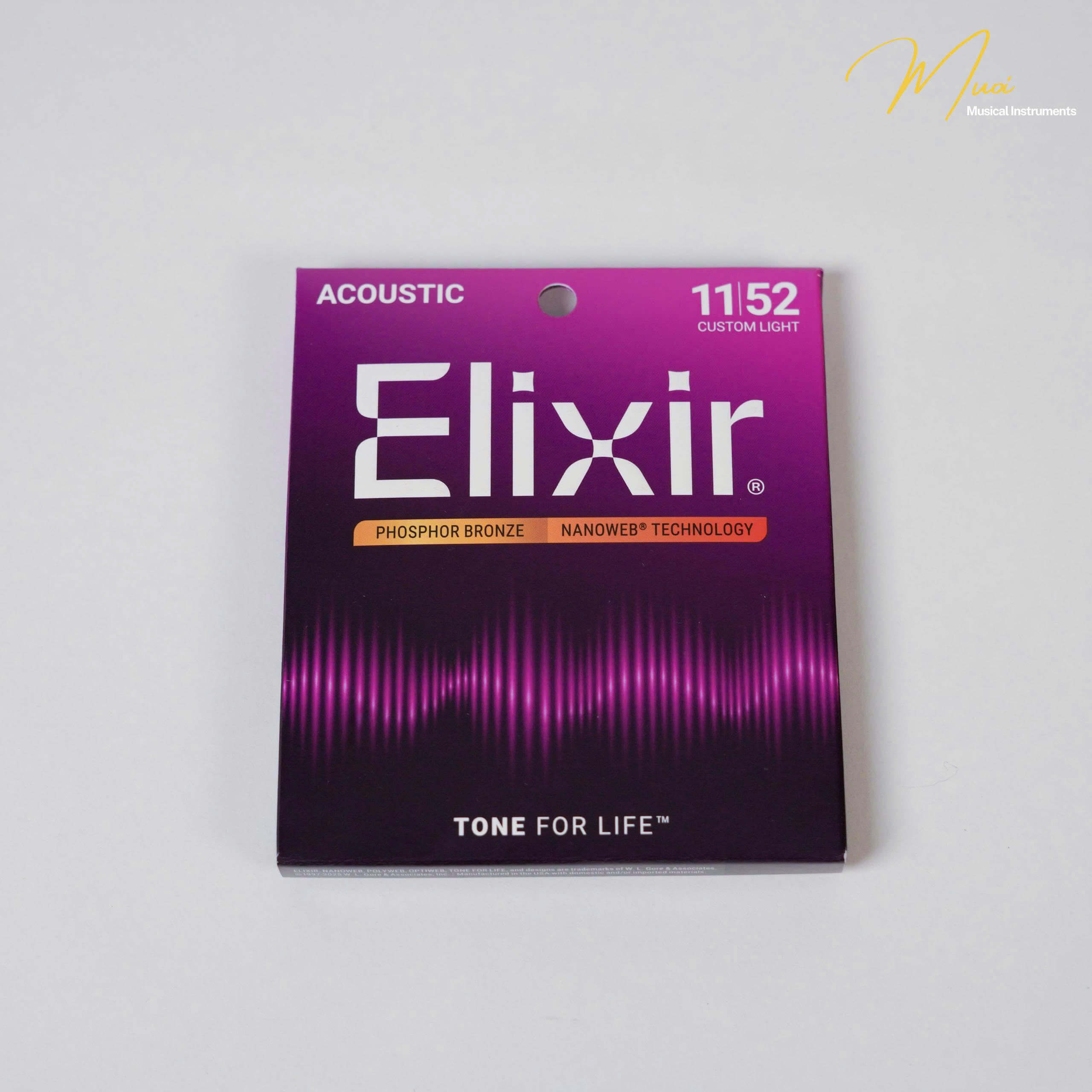 DÂY ĐÀN GUITAR ACOUSTIC ELIXIR PHOSPHOR BRONZE 11-52 (NANOWEB)